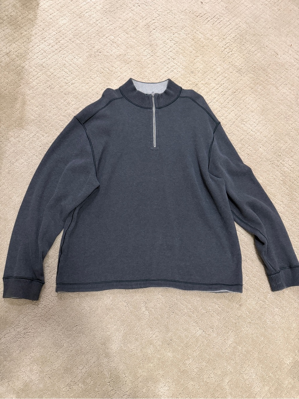 Men's Zip-Neck Sweater Pullover - Charcoal Gray